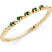 Emerald 5 Stone Beaded Ring in 9ct Gold