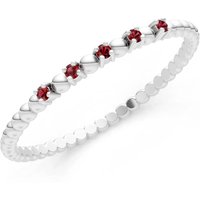 Garnet 5 Stone Beaded Ring in 9ct White Gold