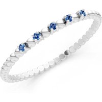 London Blue Topaz 5 Stone Beaded Ring in 18ct White Gold