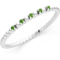 Peridot 5 Stone Beaded Ring in 18ct White Gold