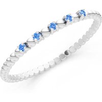 Swiss Blue Topaz 5 Stone Beaded Ring in 18ct White Gold