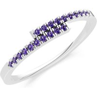 Amethyst Criss Cross Half Band Ring in 9ct White Gold