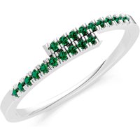 Emerald Criss Cross Half Band Ring in 9ct White Gold