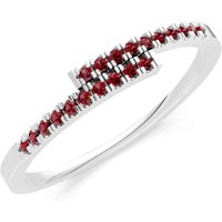 Garnet Criss Cross Half Band Ring in 9ct White Gold