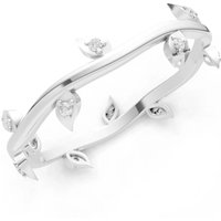 Diamond Leaf Motif Prong Eternity Band Ring in 18ct White Gold