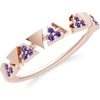 Amethyst Triangle Half Eternity Cluster Ring in 9ct Rose Gold