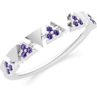 Amethyst Triangle Half Eternity Cluster Ring in 9ct White Gold