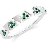 Emerald Triangle Half Eternity Cluster Ring in 9ct White Gold
