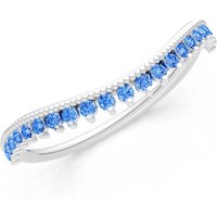 Swiss Blue Topaz Tiara Contour Stacking Ring in 18ct White Gold