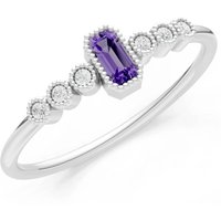 Amethyst and Diamond Bezel Emerald Set Cluster Ring in 18ct White Gold