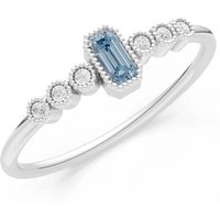 Aquamarine and Diamond Bezel Emerald Set Cluster Ring in 9ct White Gold