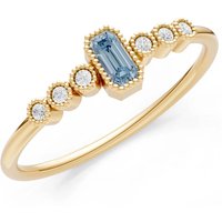 Aquamarine and Diamond Bezel Emerald Set Cluster Ring in 18ct Gold
