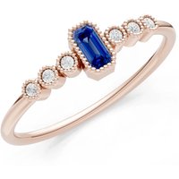 Sapphire and Diamond Bezel Emerald Set Cluster Ring in 9ct Rose Gold