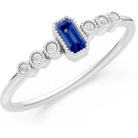 Sapphire and Diamond Bezel Emerald Set Cluster Ring in 9ct White Gold