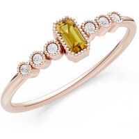 Citrine and Diamond Bezel Emerald Set Cluster Ring in 9ct Rose Gold