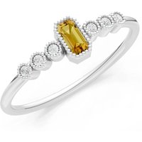 Citrine and Diamond Bezel Emerald Set Cluster Ring in 18ct White Gold