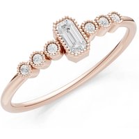 Diamond Bezel Emerald Set Cluster Ring, 0.25 ct in 9ct Rose Gold