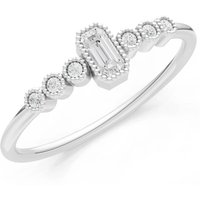 Diamond Bezel Emerald Set Cluster Ring, 0.25 ct in 9ct White Gold