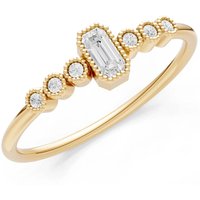 Diamond Bezel Emerald Set Cluster Ring, 0.25 ct in 9ct Gold