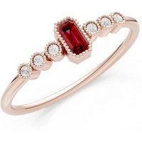 Garnet and Diamond Bezel Emerald Set Cluster Ring in 9ct Rose Gold