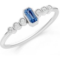 London Blue Topaz and Diamond Bezel Emerald Set Cluster Ring in 9ct White Gold