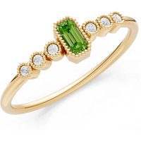 Peridot and Diamond Bezel Emerald Set Cluster Ring in 18ct Gold