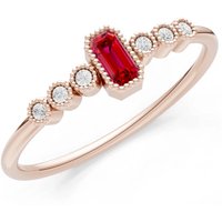 Ruby and Diamond Bezel Emerald Set Cluster Ring in 9ct Rose Gold