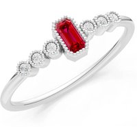Ruby and Diamond Bezel Emerald Set Cluster Ring in 9ct White Gold