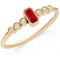Ruby and Diamond Bezel Emerald Set Cluster Ring in 9ct Gold