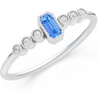 Swiss Blue Topaz and Diamond Bezel Emerald Set Cluster Ring in 9ct White Gold
