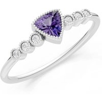 Alexandrite and Diamond Trillion Centre Cluster Ring in 9ct White Gold