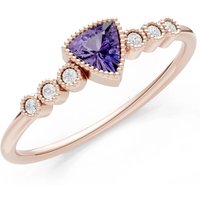 Amethyst and Diamond Trillion Centre Cluster Ring in 9ct Rose Gold