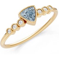 Aquamarine and Diamond Trillion Centre Cluster Ring in 9ct Gold