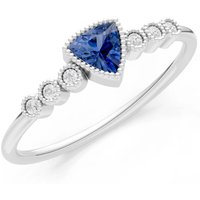 Sapphire and Diamond Trillion Centre Cluster Ring in 9ct White Gold