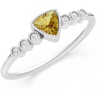 Citrine and Diamond Trillion Centre Cluster Ring in 9ct White Gold