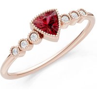Garnet and Diamond Trillion Centre Cluster Ring in 9ct Rose Gold