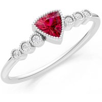 Ruby and Diamond Trillion Centre Cluster Ring in 18ct White Gold