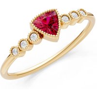 Ruby and Diamond Trillion Centre Cluster Ring in 18ct Gold