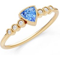 Swiss Blue Topaz and Diamond Trillion Centre Cluster Ring in 9ct Gold
