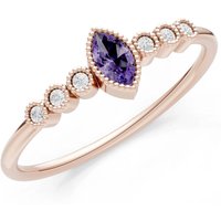 Amethyst and Diamond Marquise Centre Cluster Ring in 9ct Rose Gold