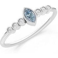 Aquamarine and Diamond Marquise Centre Cluster Ring in 9ct White Gold
