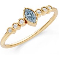Aquamarine and Diamond Marquise Centre Cluster Ring in 9ct Gold