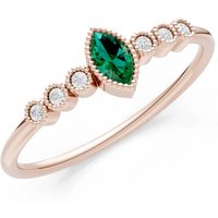 Emerald and Diamond Marquise Centre Cluster Ring in 9ct Rose Gold
