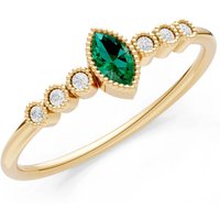 Emerald and Diamond Marquise Centre Cluster Ring in 9ct Gold