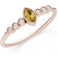 Citrine and Diamond Marquise Centre Cluster Ring in 9ct Rose Gold