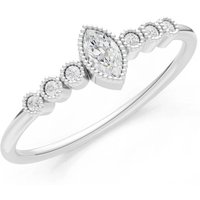 Diamond Marquise Centre Cluster Ring, 0.14 ct in 9ct White Gold