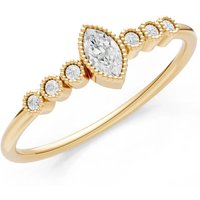 Diamond Marquise Centre Cluster Ring, 0.14 ct in 9ct Gold