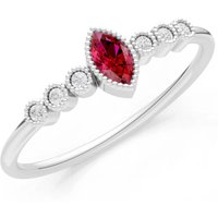Ruby and Diamond Marquise Centre Cluster Ring in 9ct White Gold