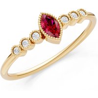 Ruby and Diamond Marquise Centre Cluster Ring in 18ct Gold