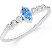 Swiss Blue Topaz and Diamond Marquise Centre Cluster Ring in 9ct White Gold
